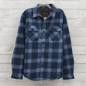 Jachs NY Mens Wool Blend Sherpa Lined Shirt Jacket • Blue Plaid • Size L • NWT